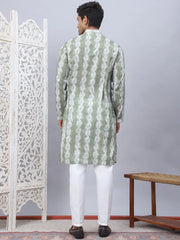 Tie-dye Embroidered & Sequin Kurta With Pyjama-JOKP-5093Green