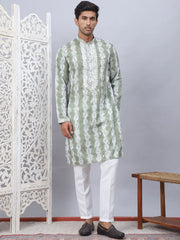 Tie-dye Embroidered & Sequin Kurta With Pyjama-JOKP-5093Green