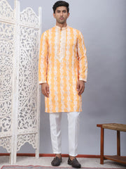 Tie-dye Embroidered & Sequin Kurta With Pyjama-JOKP-5093Orange