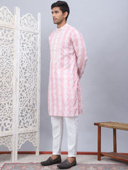Tie-dye Embroidered & Sequin Kurta With Pyjama-JOKP-5093Peach