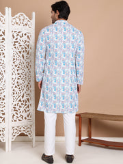 Printed and Emrbroidered Kurta Pyjama Set ( JOKP P 5097Blue ) [FF] [D-12-13]