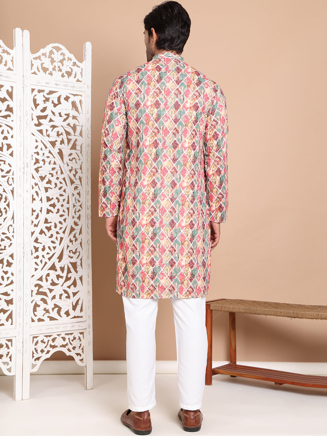 DesiQlo Men Printed Kurta Pyjama Set - Multicolor - JOKP_P_5097Multi_S