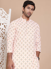 Printed and Emrbroidered Kurta Pyjama Set ( JOKP P 5097Orange ) [FF] [D-12-13]