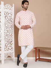 Printed and Emrbroidered Kurta Pyjama Set ( JOKP P 5097Orange ) [FF] [D-12-13]