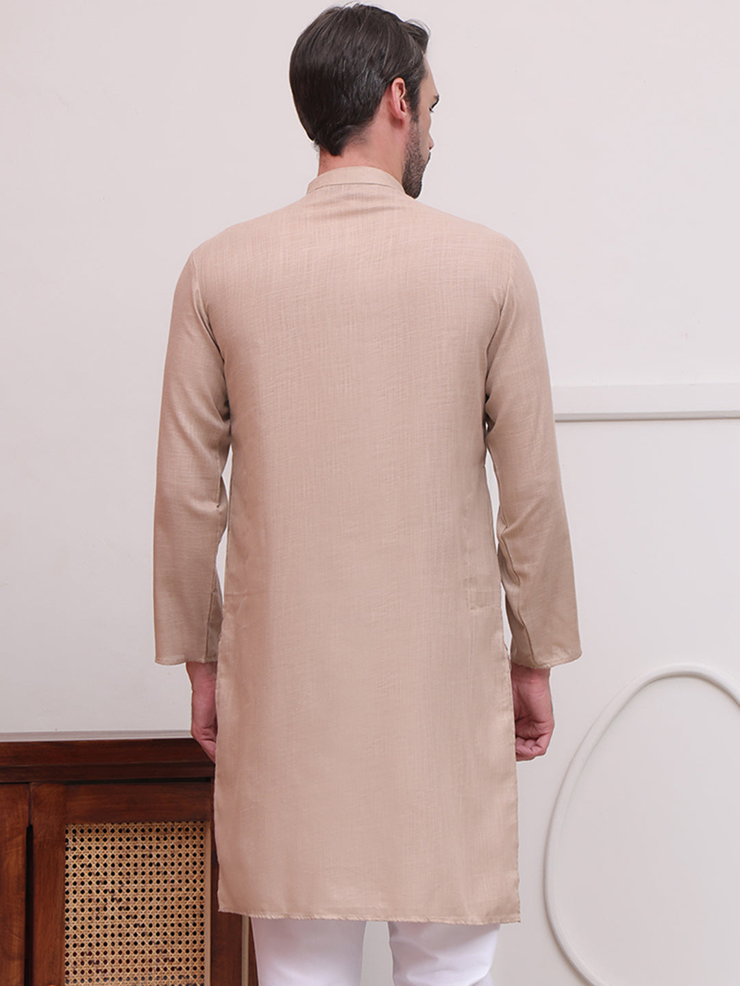 DesiQlo Men Solid Kurta Only - Beige - KO_5101Beige_S