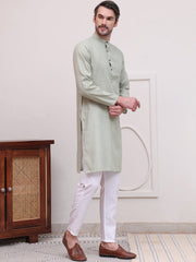 Pure Cotton Solid Kurta Pyjama Set ( JOKP P 5101Pista )