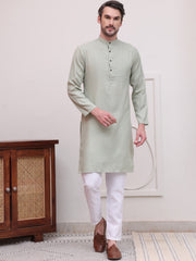 Pure Cotton Solid Kurta Pyjama Set ( JOKP P 5101Pista )