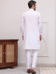 Pure Cotton Solid Kurta Pyjama Set ( JOKP P 5101White )
