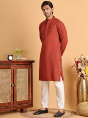 Sequins & Embroidered Viscose Kurta Set For Men ( JOKP P 5113Rust ) [FF] [C-10-11]
