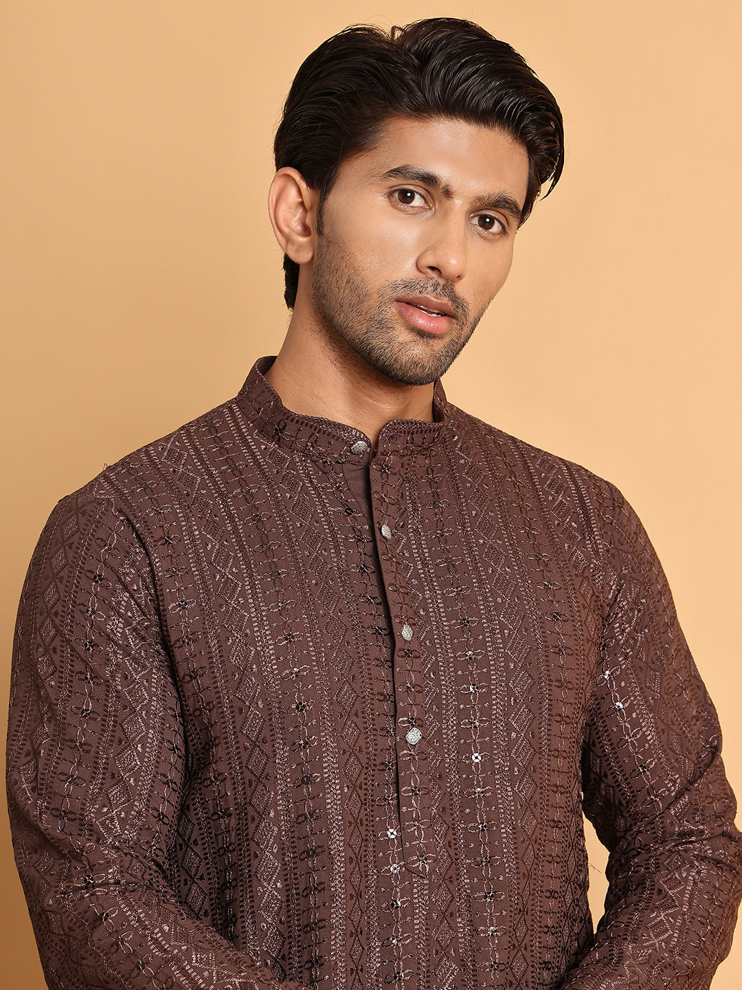 DesiQlo Men Embroidered Kurta Pyjama Set - Multicolor - JOKP_P_5118Cof