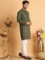 Embroidered Straight Kurta Set For Men ( JOKP P 5118Mehndi ) [FF] [P-19]