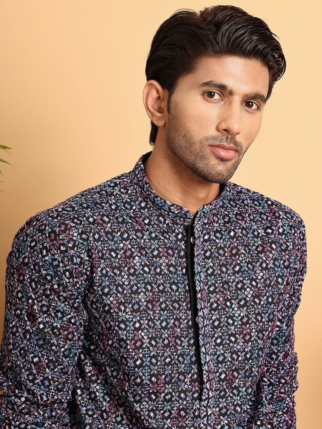 DesiQlo Men Embroidered Kurta Pyjama Set - Multicolor - JOKP_P_5121Mul