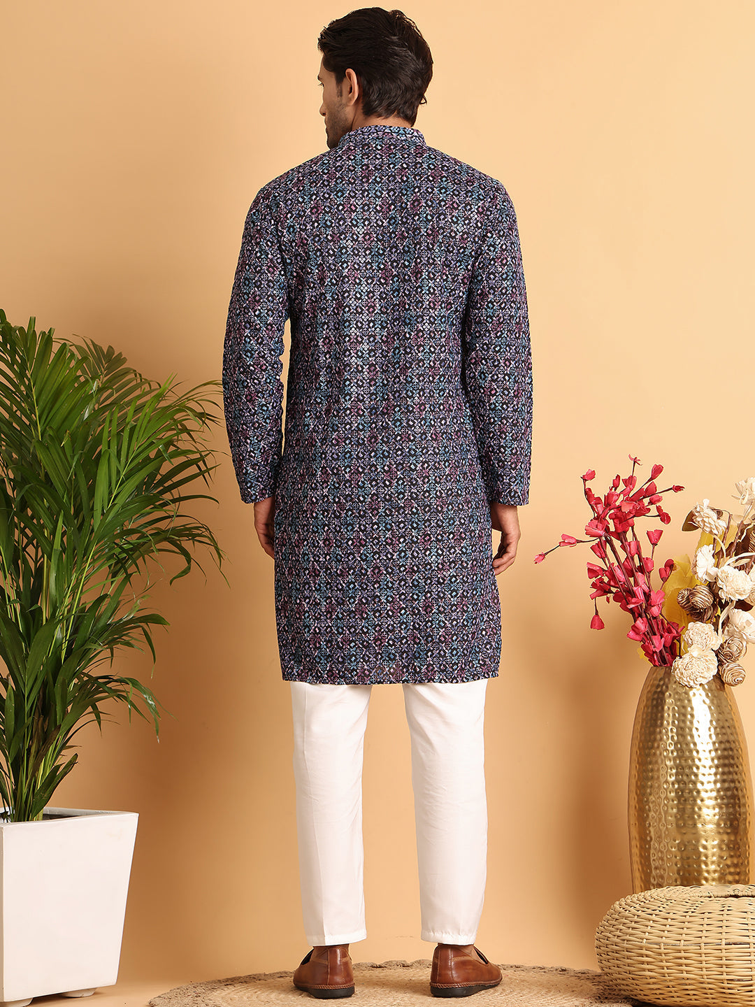 DesiQlo Men Embroidered Kurta Pyjama Set - Multicolor - JOKP_P_5121Mul