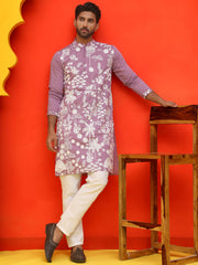 Embroidered Straight Kurta Pyjama Set ( JOKP P 5137 Magenta ) [FF] [F-11-12]