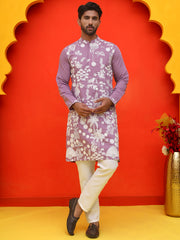 Embroidered Straight Kurta Pyjama Set ( JOKP P 5137 Magenta ) [FF] [F-11-12]