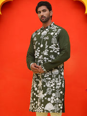 Embroidered Straight Kurtas ( KO 5137 Olive ) [FF] [F-11-12]