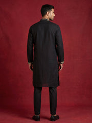 Floral Embroidered and Sequins Kurta Set ( JOKP B-P 5138Black )