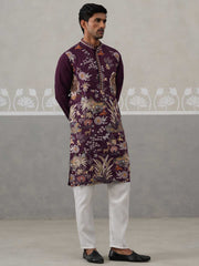 Floral Embroidered and Sequins Kurta Set (JOKP P 5138 Purple ) [FF] [L-7-8]