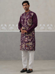 Floral Embroidered and Sequins Kurta Set (JOKP P 5138 Purple ) [FF] [L-7-8]