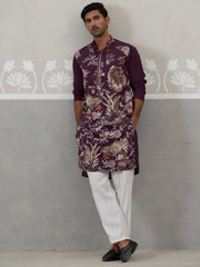 Floral Embroidered and Sequins Kurta Set (JOKP P 5138 Purple ) [FF] [L-7-8]