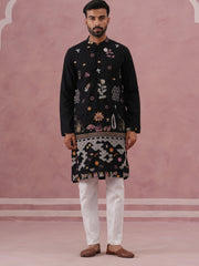 Floral Embroidered and Sequins Kurta Set (JOKP P 5140 Black ) [FF] [D-5-6 & C5-6]