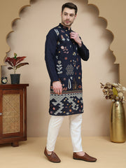 Floral Embroidered and Sequins Kurta Set ( JOKP P 5140 Navy ) [FF] [D-5-6 & C5-6]