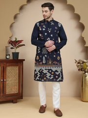 Floral Embroidered and Sequins Kurta Set ( JOKP P 5140 Navy ) [FF] [D-5-6 & C5-6]