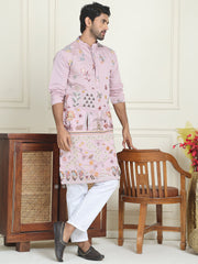 Floral Embroidered and Sequins Kurta Set ( JOKP P 5140 Purple ) [FF] [D-5-6 & C5-6]