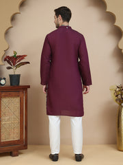 Floral Embroidered and Sequins Kurta Set ( JOKP P 5140 Wine ) [FF] [D-5-6 & C5-6]