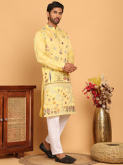 Floral Embroidered and Sequins Kurta Set ( JOKP P 5140 Yellow ) [FF] [D-5-6 & C5-6]