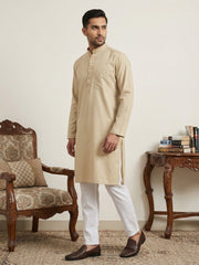 Solid Cotton Kurta Set for Men ( JOKP 5144Beige )