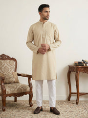Solid Cotton Kurta Set for Men ( JOKP 5144Beige )