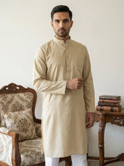 Solid Cotton Kurta Set for Men ( JOKP 5144Beige )