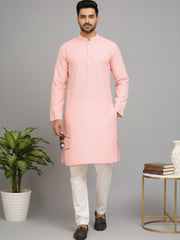 Solid Cotton Kurta Set for Men (JOKP 5144 Pink )