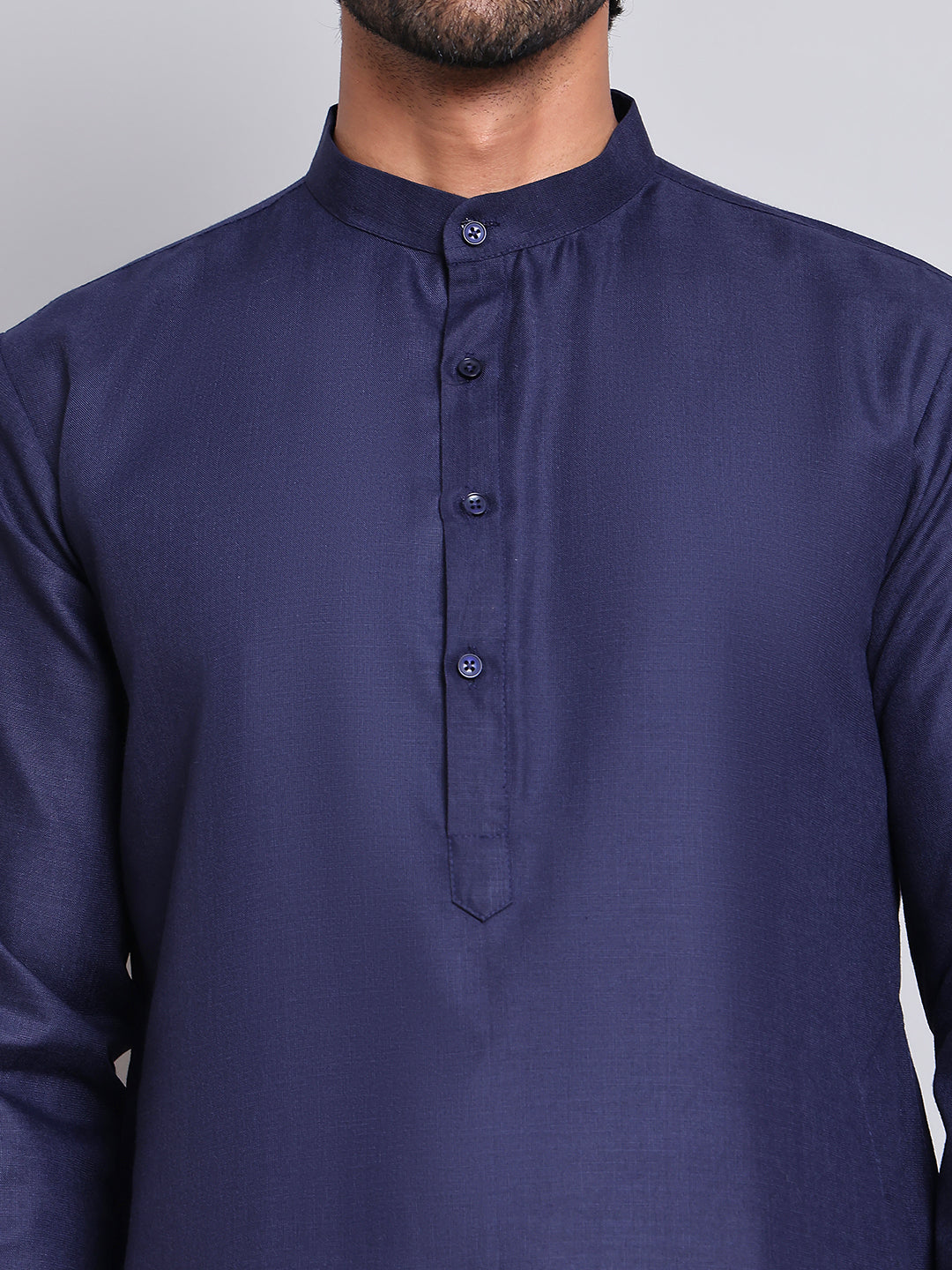 DesiQlo Men Solid Kurta Pyjama Set - Blue - JOKP_5144Navy_S