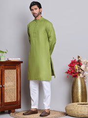 Solid Cotton Kurta Set for Men ( JOKP 5144Olive )