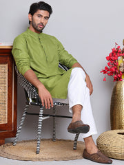 Solid Cotton Kurta Set for Men ( JOKP 5144Olive )