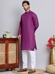 Solid Cotton Kurta Set for Men ( JOKP P 5144 Purple )