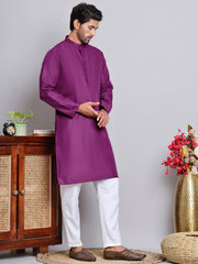 Solid Cotton Kurta Set for Men ( JOKP P 5144 Purple )