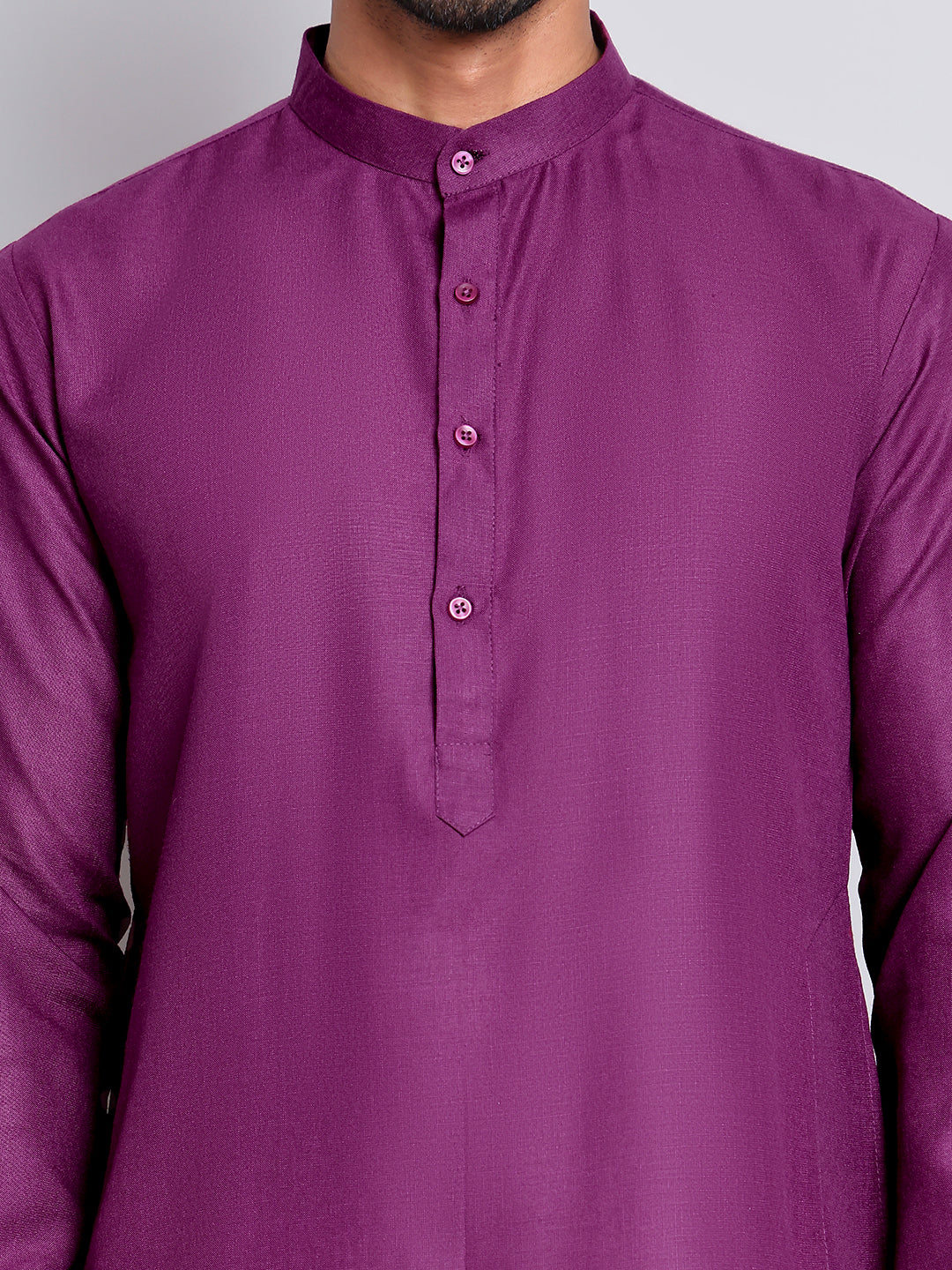 DesiQlo Men Pure Cotton Kurta Pyjama Set - Purple
