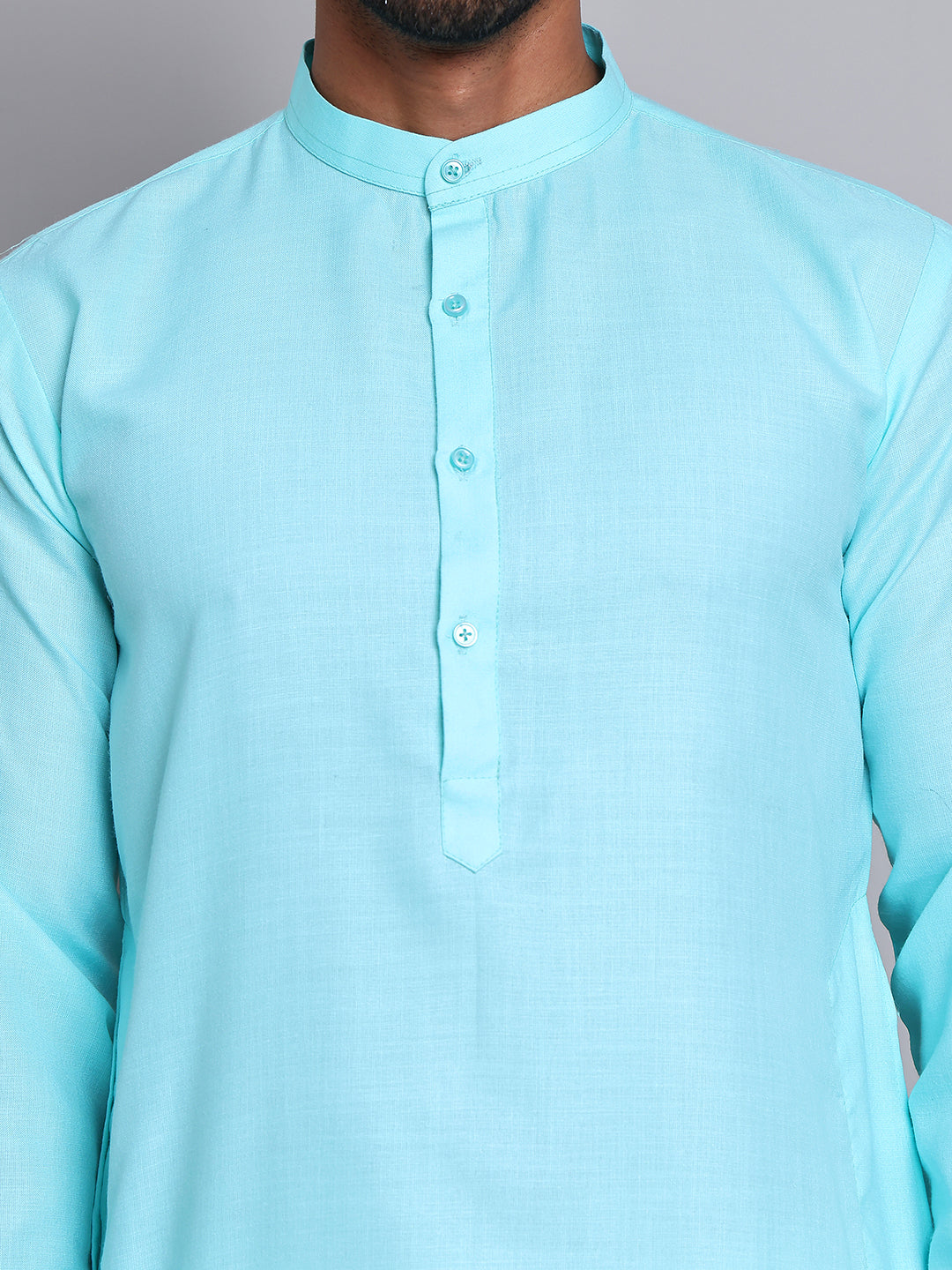 DesiQlo Men Solid Kurta Pyjama Set - Blue - JOKP_5144Sky_S