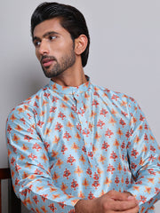Digital Printed Straight Kurta Set For Men ( JOKP 5148Blue ) [FF] [F-13-12]