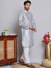 Digital Printed Straight Kurta Set For Men ( JOKP 5148Blue ) [FF] [F-13-12]