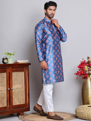 Digital Printed Straight Kurta Set For Men ( JOKP 5148Peacock ) [FF] [F-13-12]