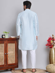Digital Printed Straight Kurta Set For Men ( JOKP 5148Sky ) [FF] [F-13-12]
