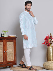 Digital Printed Straight Kurta Set For Men ( JOKP 5148Sky ) [FF] [F-13-12]