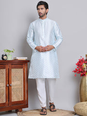 Digital Printed Straight Kurta Set For Men ( JOKP 5148Sky ) [FF] [F-13-12]