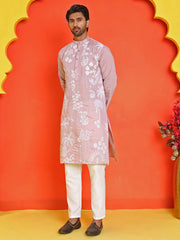 Embroidered Straight Kurta Pyjama Set ( JOKP P 5150 Magenta ) [FF] [J-3-4]