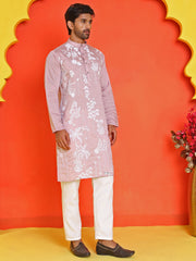 Embroidered Straight Kurta Pyjama Set ( JOKP P 5150 Magenta ) [FF] [J-3-4]