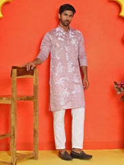 Embroidered Straight Kurta Pyjama Set ( JOKP P 5150 Magenta ) [FF] [J-3-4]